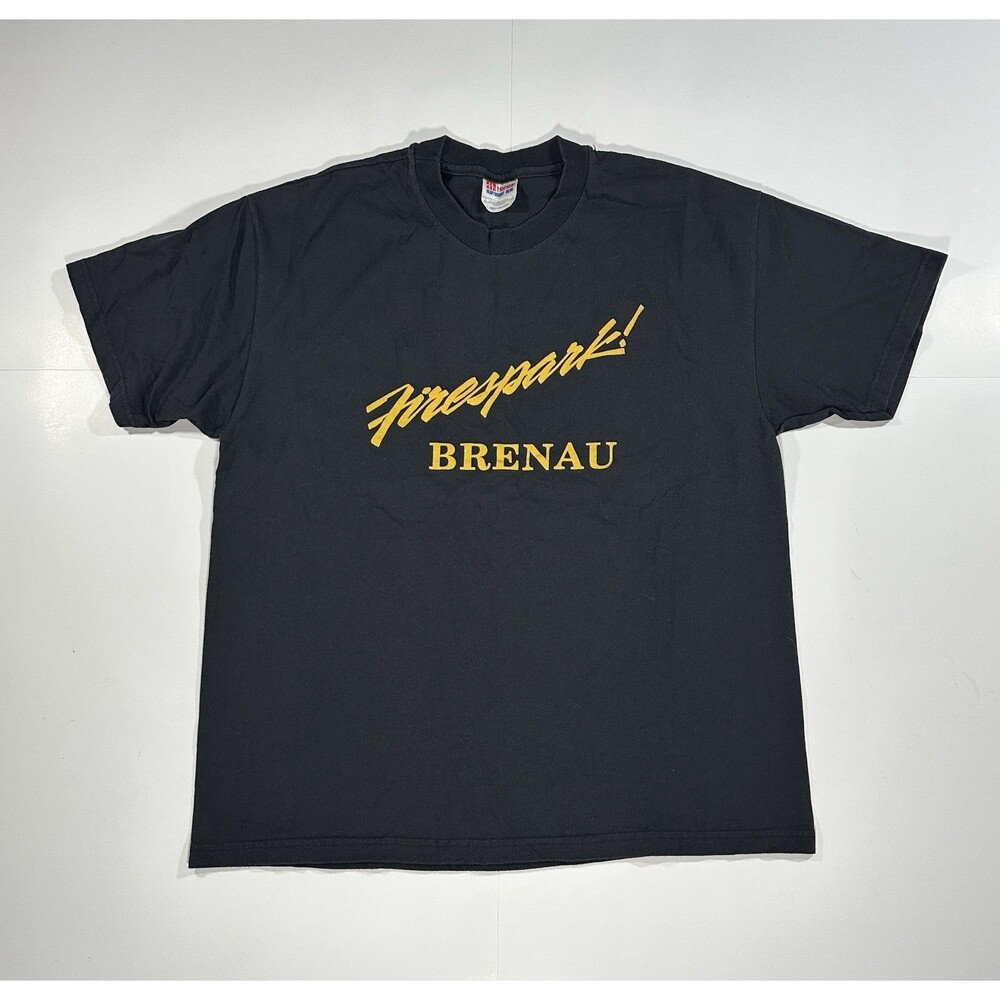 Vintage 90s Firespark! Brenau University T Shirt Size Large Black Theater Drama